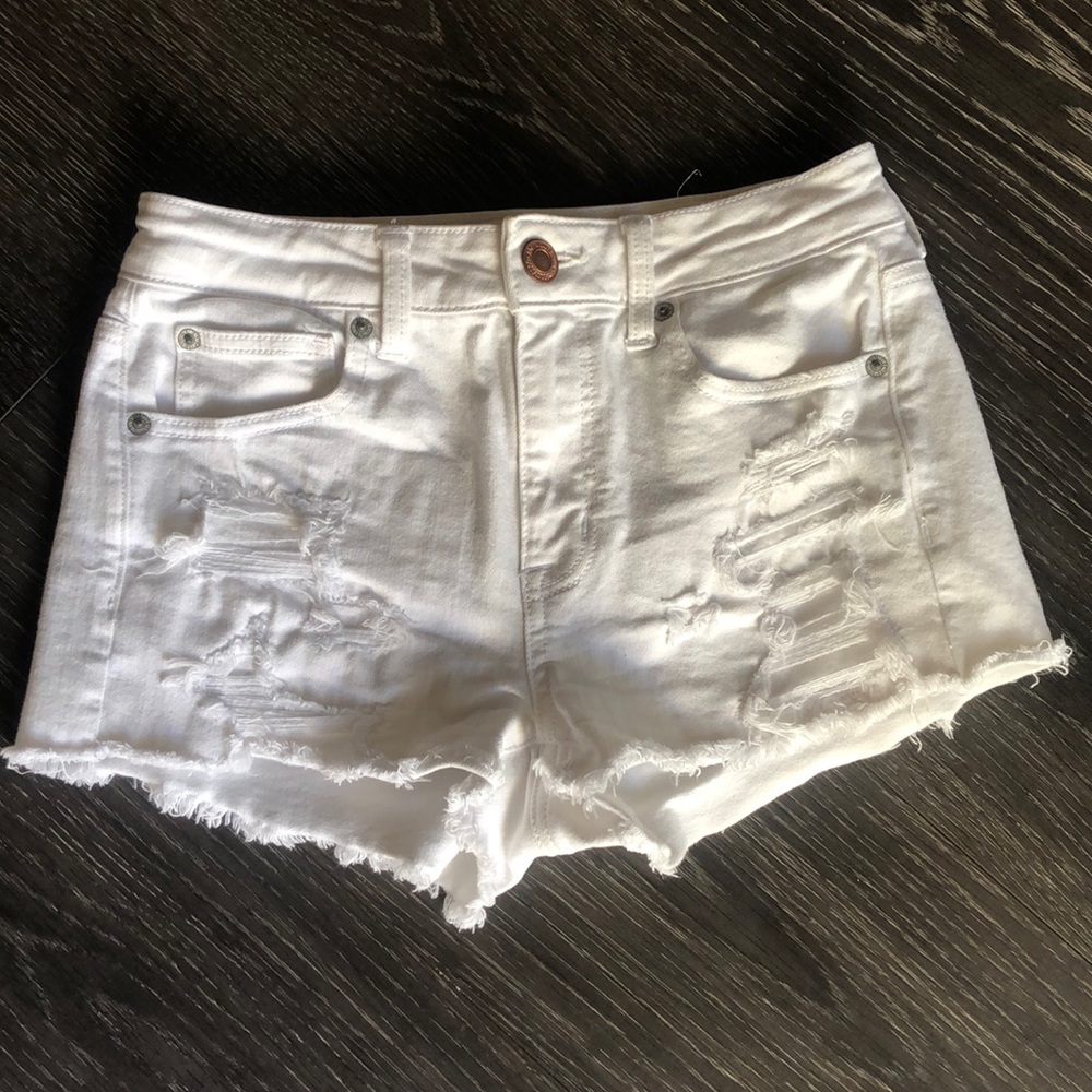 White AEO Jean Shorts